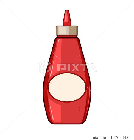 Red squeeze bottle of ketchup or condiment 137633482