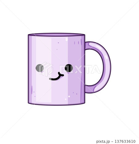Kawaii style cartoon mug with happy smiling face 137633610