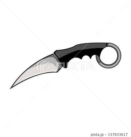 Karambit knife drawing representing sharp defense item Karambit knife drawing representing sharp defense item 137633617