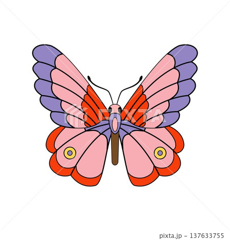 Groovy butterfly with vibrant wings illustrating nature concept 137633755