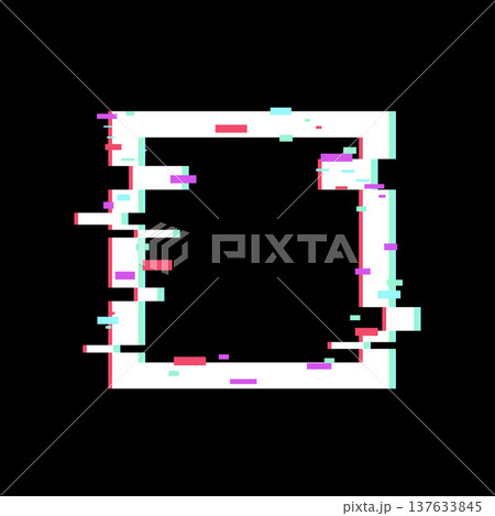 Glitch art frame creating digital data disruption effect Glitch art frame creating digital data disruption effect 137633845