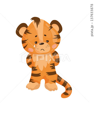 Sad Cartoon Tiger Cub Sad Cartoon Tiger Cub 137633878