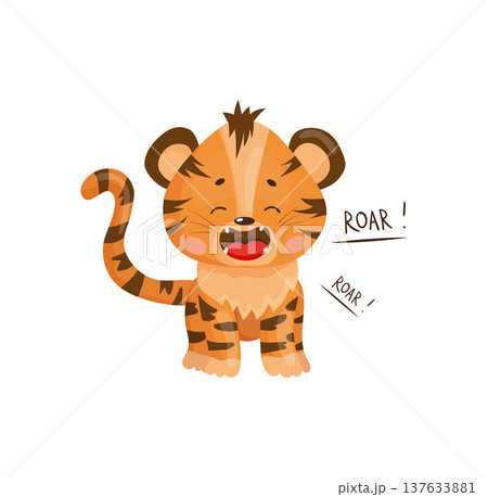 Roaring Cartoon Tiger Cub Roaring Cartoon Tiger Cub 137633881