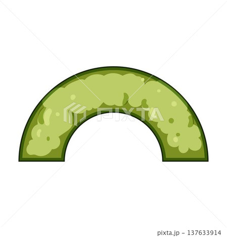 Garden hedge element forming a green semicircle arc Garden hedge element forming a green semicircle arc 137633914