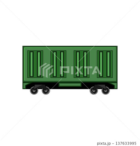 Green freight train wagon transporting cargo concept Green freight train wagon transporting cargo concept 137633995