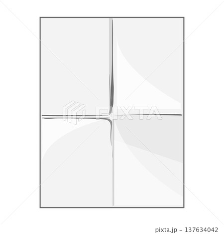 White paper sheet showing cross folds and creases White paper sheet showing cross folds and creases 137634042