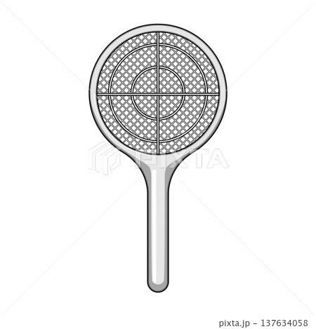 Electric fly swatter racket with target illustration on white 137634058