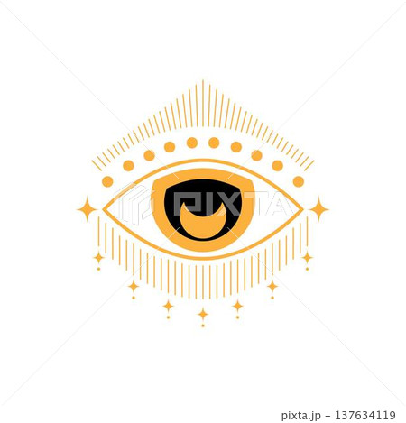 Esoteric eye symbol with celestial elements illustrating mysticism 137634119