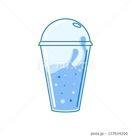Clear plastic cup with refreshing blue drink Clear plastic cup with refreshing blue drink 137634200