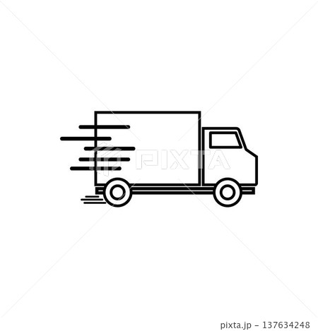 Delivery truck quickly moving for shipping and logistics services Delivery truck quickly moving for shipping and logistics services 137634248