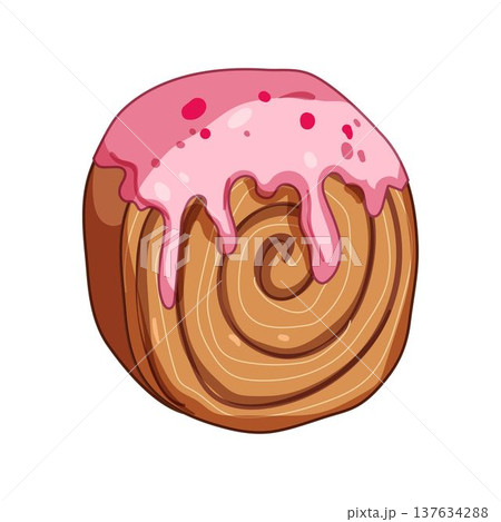 Cromboloni cake roll with pink icing and sprinkles 137634288