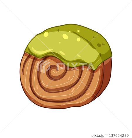 Cromboloni cake with pistachio cream topping on white background 137634289
