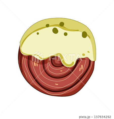 Cromboloni cake illustration with cream topping and chocolate sprinkles 137634292