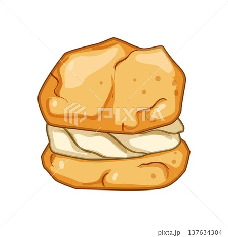 Cream puff dessert isolated on white background drawing 137634304