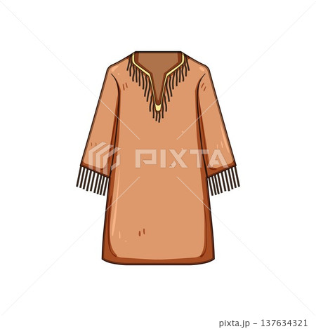 Western style brown tunic with fringe detail Western style brown tunic with fringe detail 137634321
