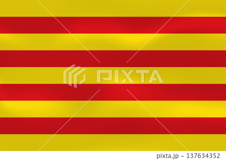 Catalonia flag with wavy silk effect. Vector flag symbolizing national pride, identity, heritage, patriotism and authority. Spanish autonomous community, northeastern Iberian Peninsula. 137634352
