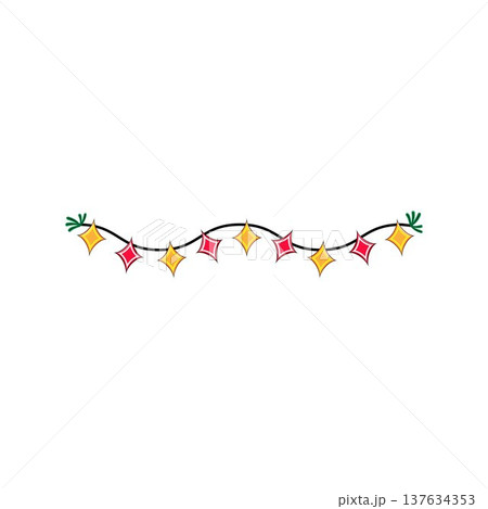 Christmas garland vector with glowing star lights Christmas garland vector with glowing star lights 137634353
