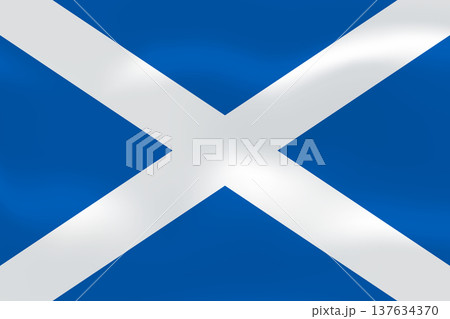 Scotland flag with wavy silk effect. Vector flag symbolizing national pride, identity, heritage, patriotism and authority. UK constituent country in northern Great Britain. 137634370