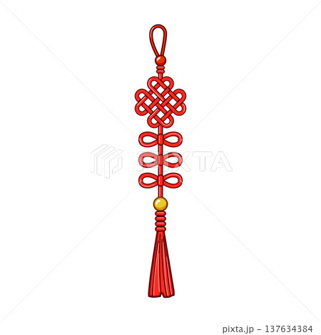 Red chinese knot symbolizing good luck and prosperity 137634384