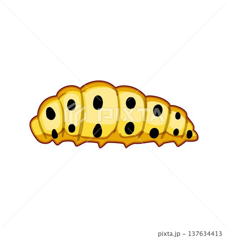 Yellow cartoon caterpillar illustration with black spots 137634413
