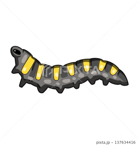 Caterpillar insect larva crawling with yellow stripes 137634416