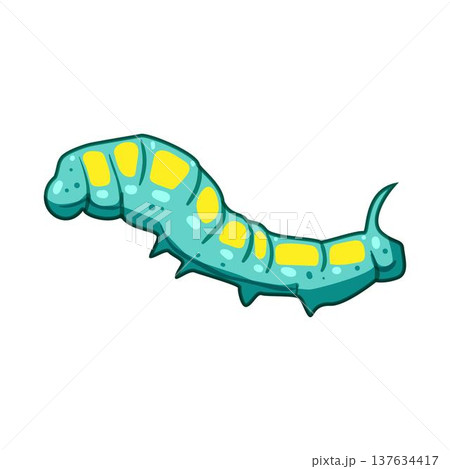 Cartoon caterpillar with turquoise body and yellow spots Cartoon caterpillar with turquoise body and yellow spots 137634417