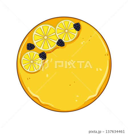 Round lemon dessert cake with fresh blackberries Round lemon dessert cake with fresh blackberries 137634461