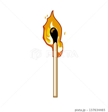 Burning matchstick igniting flame with fire 137634465