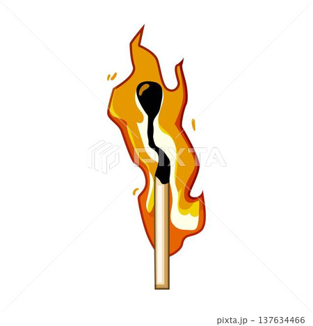Wooden matchstick igniting flame burning with fire illustration Wooden matchstick igniting flame burning with fire illustration 137634466