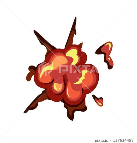 Cartoon explosion blast generating fire and smoke effect Cartoon explosion blast generating fire and smoke effect 137634485