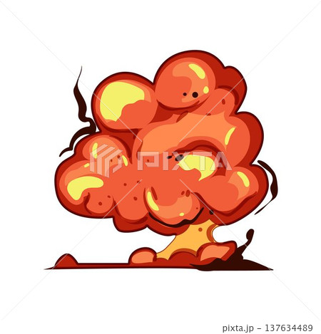 Stylized explosion showing powerful destructive impact Stylized explosion showing powerful destructive impact 137634489