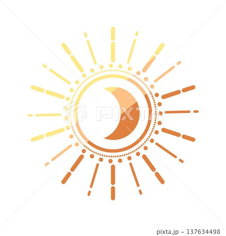 Bohemian sun incorporating crescent moon celestial symbol 137634498