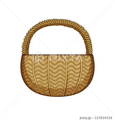 Wicker basket cartoon illustration for carrying objects Wicker basket cartoon illustration for carrying objects 137634558