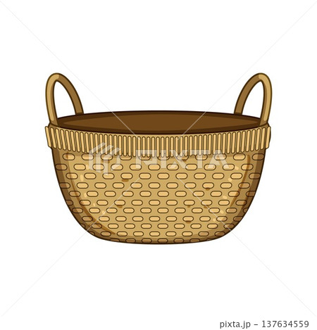 Empty woven wicker basket for collection concept Empty woven wicker basket for collection concept 137634559