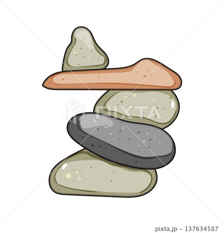 Stacked pebbles creating a cairn symbolizing balance and stability 137634587