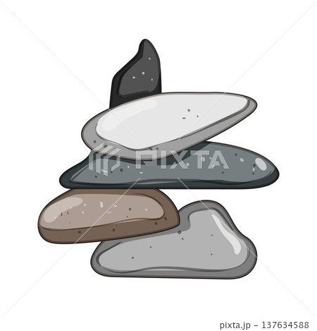 Balancing river stones creating a balanced cairn illustration 137634588