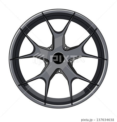 Alloy wheel illustration representing automotive performance and design 137634638