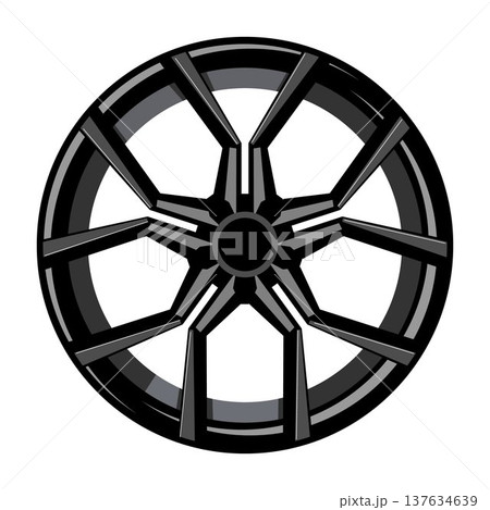 Modern black alloy wheel illustration for car design 137634639