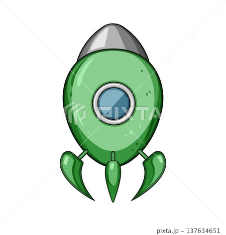 Green alien spaceship rocket navigating interstellar travel Green alien spaceship rocket navigating interstellar travel 137634651