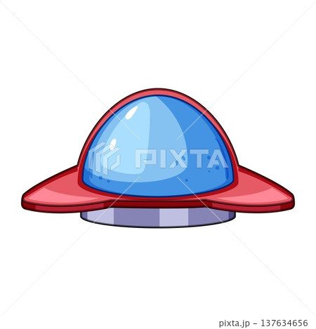 Cartoon flying saucer representing alien technology concept 137634656