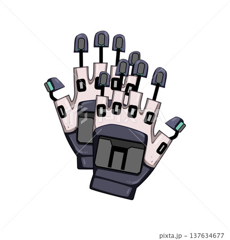 experience vr gloves cartoon vector illustration 137634677