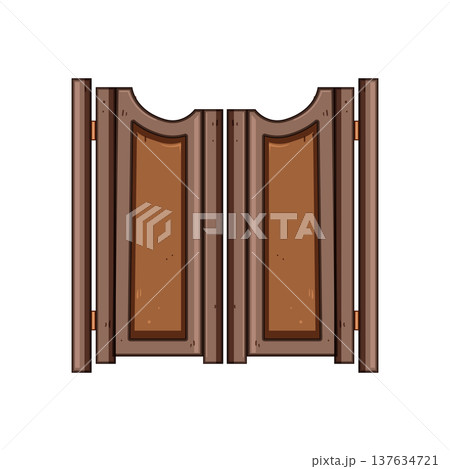 rustic saloon doors cartoon vector illustration 137634721