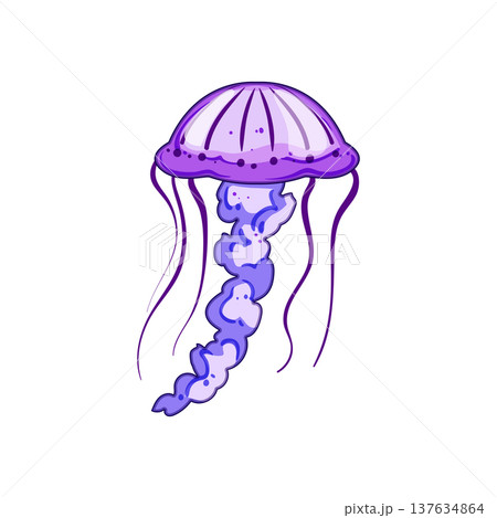 tentacles jellyfish cartoon vector illustration 137634864