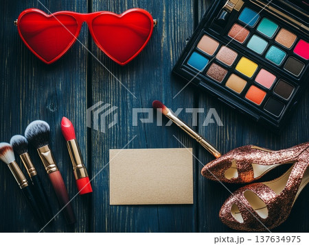 Chic High Heeled Shoes with Heart Box, Notepad, and Heart Shaped Sunglasses for Romantic Occasions Chic High Heeled Shoes with Heart Box, Notepad, and Heart Shaped Sunglasses for Romantic Occasions 137634975
