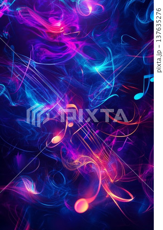Vibrant Colorful Background Featuring Musical Notes, Perfect for Artistic Designs and Creative Projects 137635276