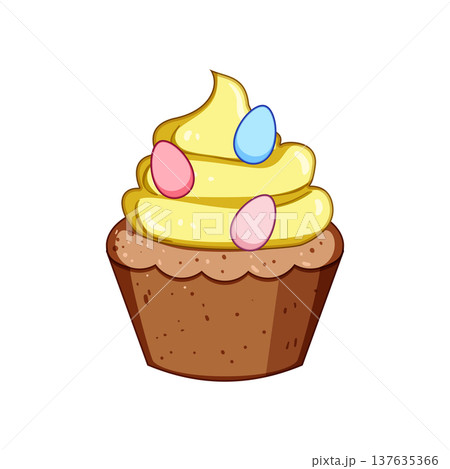 chocolate easter cupcake cartoon vector illustration 137635366