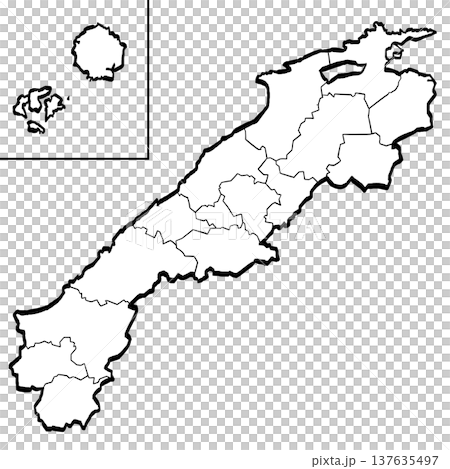 島根縣地圖 - 市町劃分插圖（筆觸風格）簡易版 137635497
