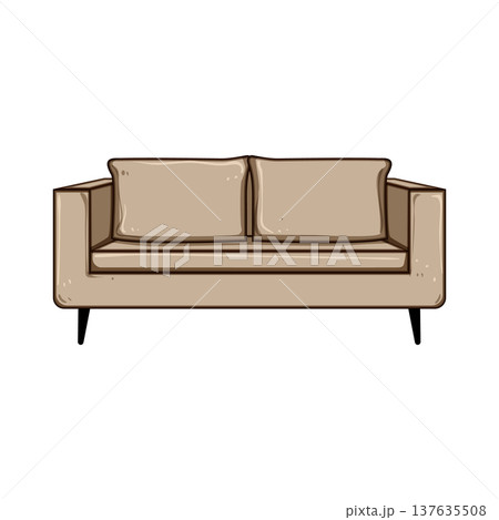 sectional couch leather cartoon vector illustration 137635508