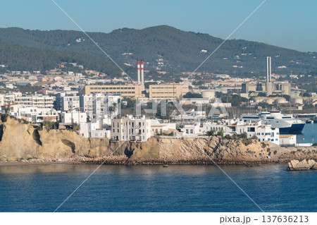 Coastal houses and marina in Ibiza Spain Coastal houses and marina in Ibiza Spain 137636213
