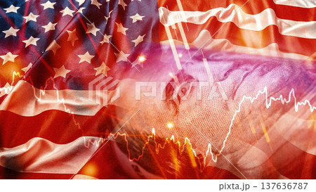 Conflict between Iran and USA shown through flags and currency symbols Conflict between Iran and USA shown through flags and currency symbols 137636787